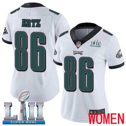 Women Philadelphia Eagles #86 Zach Ertz White Vapor Untouchable NFL Jersey Limited Player Super Bowl LII Football